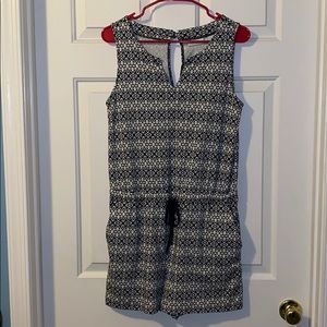 New York & Company Black & White Romper w/ Pockets